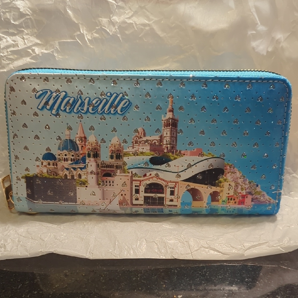 Marseille Themed Blue Wallet